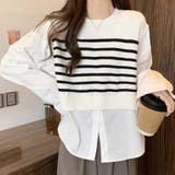 ニットセーター ニット切り替え シャツ | shoppinggo | 詳細画像10 