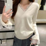 ニットセーター レース切り替え ニットソーレディース | shoppinggo | 詳細画像4 