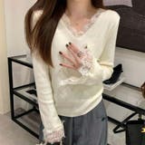ニットセーター レース切り替え ニットソーレディース | shoppinggo | 詳細画像5 