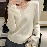 ニットセーター レース切り替え ニットソーレディース | shoppinggo | 詳細画像6 