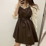 フレアキャミワンピース ジャンパ―スカート フェイクレザーワンピース | shoppinggo | 詳細画像2