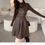 フレアキャミワンピース ジャンパ―スカート フェイクレザーワンピース | shoppinggo | 詳細画像11