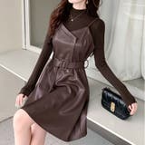 フレアキャミワンピース ジャンパ―スカート フェイクレザーワンピース | shoppinggo | 詳細画像12