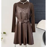フレアキャミワンピース ジャンパ―スカート フェイクレザーワンピース | shoppinggo | 詳細画像15