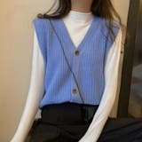 ライトブルー | ニットベスト トップス 韓国ファッション | shoppinggo