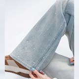 ラインストーンデニムパンツ ビジュジーパン ベルボトム | shoppinggo | 詳細画像16 