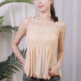 ベージュ | キャミソール 肩紐 リボントップス | shoppinggo