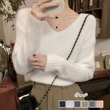 ニットセーター Vネック シャギーニット | shoppinggo | 詳細画像1