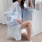 ライトブルー | シャツカーディガン 透け感 UV対策 | shoppinggo