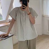 半袖ブラウス レディース ストライプ柄 | shoppinggo | 詳細画像7