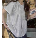 ホワイト | 半袖ブラウス レディース ストライプ柄 | shoppinggo