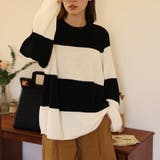 ホワイトブラック | ニットセーター ボーダー柄 シンプル | shoppinggo
