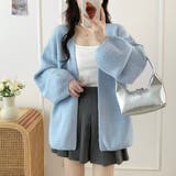 ブルー | ニットカーディガンVネック レディース カーディガン | shoppinggo