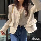 ジャケット ツイード柄 ノーカラー | shoppinggo | 詳細画像1 