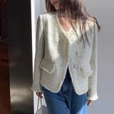 ジャケット ツイード柄 ノーカラー | shoppinggo | 詳細画像3 