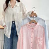 シャツカーディガン 3Dフラワープリント 透け感 | shoppinggo | 詳細画像3 