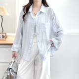 シャツカーディガン 3Dフラワープリント 透け感 | shoppinggo | 詳細画像4 