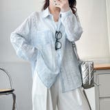 シャツカーディガン 3Dフラワープリント 透け感 | shoppinggo | 詳細画像5 