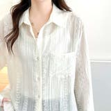 シャツカーディガン 3Dフラワープリント 透け感 | shoppinggo | 詳細画像7 