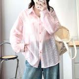 シャツカーディガン 3Dフラワープリント 透け感 | shoppinggo | 詳細画像9 