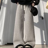 裏起毛パンツ 千鳥格子 ワイドパンツ | shoppinggo | 詳細画像8 