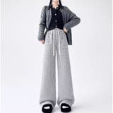 裏起毛パンツ 千鳥格子 ワイドパンツ | shoppinggo | 詳細画像10 