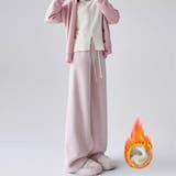 ピンク | 裏起毛パンツ 千鳥格子 ワイドパンツ | shoppinggo