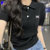 ブラック | ポロニット レディース リブニット | shoppinggo