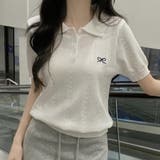 ホワイト | ポロニット レディース リブニット | shoppinggo