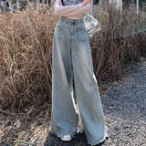 ワイドデニムパンツ ハイウエスト 裾フリンジ | shoppinggo | 詳細画像11 