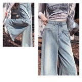 ワイドデニムパンツ ハイウエスト 裾フリンジ | shoppinggo | 詳細画像15 