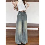 ワイドデニムパンツ ハイウエスト シンプルデニム | shoppinggo | 詳細画像2 