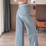 レース付きデニムパンツ レディース ハイウエストパンツ | shoppinggo | 詳細画像13 