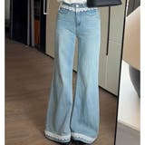 レース付きデニムパンツ レディース ハイウエストパンツ | shoppinggo | 詳細画像16 