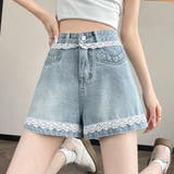 レース付きデニムパンツ ショートパンツレディース ショーパン | shoppinggo | 詳細画像2 