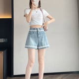 レース付きデニムパンツ ショートパンツレディース ショーパン | shoppinggo | 詳細画像11 