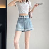 レース付きデニムパンツ ショートパンツレディース ショーパン | shoppinggo | 詳細画像12 