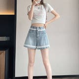 レース付きデニムパンツ ショートパンツレディース ショーパン | shoppinggo | 詳細画像13 