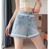 レース付きデニムパンツ ショートパンツレディース ショーパン | shoppinggo | 詳細画像15 