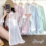 シャツカーディガン 3Dフラワープリント 透け感 | shoppinggo | 詳細画像1 