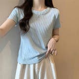 ブルー | 夏服Tシャツ トップス レディース | shoppinggo