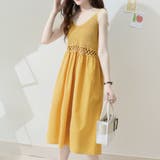 イエロー | キャミワンピース 低身長 Vネック | shoppinggo