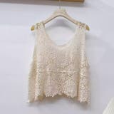 透かし編みメッシュニット ノースリーブトップス サマーニット | shoppinggo | 詳細画像3 