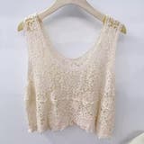 透かし編みメッシュニット ノースリーブトップス サマーニット | shoppinggo | 詳細画像4 