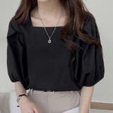 ブラック | 夏新作 パフスリーブ ブラウス | shoppinggo