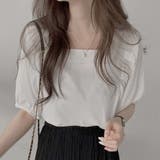 ホワイト | 夏新作 パフスリーブ ブラウス | shoppinggo