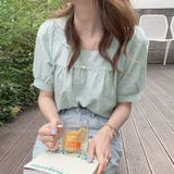 グリーン | 新作ブラウス シャツブラウス スクエアネック | shoppinggo