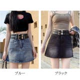 デニムミニスカート ダブルベルト レディースデニムスカート | shoppinggo | 詳細画像2