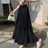 ブラック | フレアスカート チュールスカート プリーツスカート黒 | shoppinggo