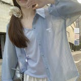 シャツカーディガン フロントリボン刺しゅう 透け感 | shoppinggo | 詳細画像1 
